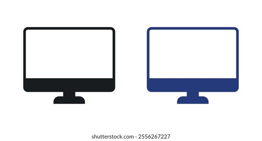 Monitor icon set in black and colored versions.