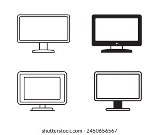 Monitor icon set. Black Monitor icon set on white background. Vector illustration