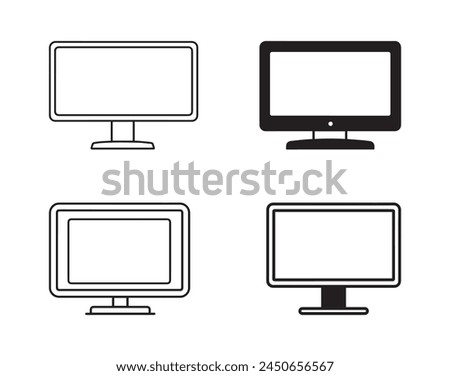 Monitor icon set. Black Monitor icon set on white background. Vector illustration