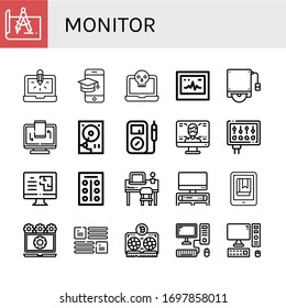 monitor icon set. Collection of Design, Laptop, Screen, Ecg, Hard disk, Responsive, Multimeter, Computer, Monitor, Tablets, Desk, Tv, Ebook, Layout, Vga icons