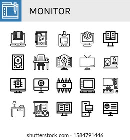 monitor icon set. Collection of Graphic tablet, Ebook, Guillotine, Sugar blood level, Computer, Hard drive, Desk, Graphic design, Tv, Laptop, Rom, Projector screen icons