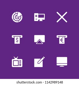 monitor icon set. edit, x and imac vector icon for graphic design and web