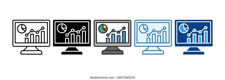 Monitor Icon Set Multiple Style Collection