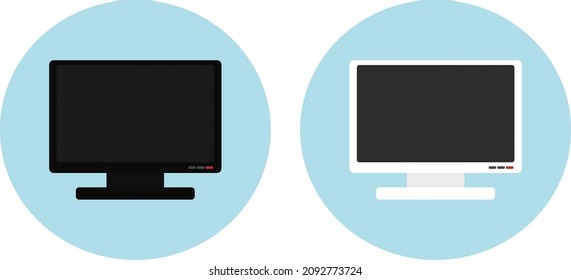 Überwachen Sie das Symbol auf blauem Hintergrund. Computersymbol. Computerbildschirm. Technik. Flache Illustration 