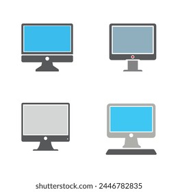 Icono de monitor sobre fondo blanco. Ilustración vectorial en estilo plano de moda