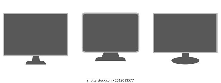 Monitor icon in set on the white background. Set of thin, linear and modern electronic equipment icons. computer monitor icon vector.