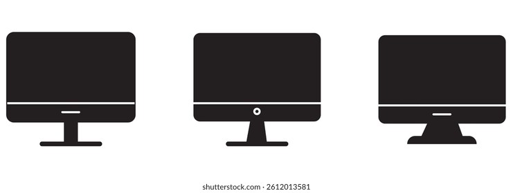 Monitor icon in set on the white background. Set of thin, linear and modern electronic equipment icons. computer monitor icon vector.