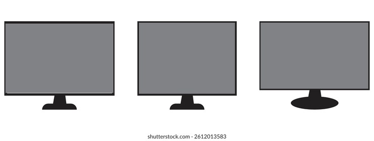 Monitor icon in set on the white background. Set of thin, linear and modern electronic equipment icons. computer monitor icon vector.