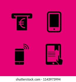 monitor icon set with smartphone, tactile tablet and atm vector icons for web and graphic design