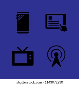 monitor icon set with smartphone, television and broadcast vector icons for web and graphic design