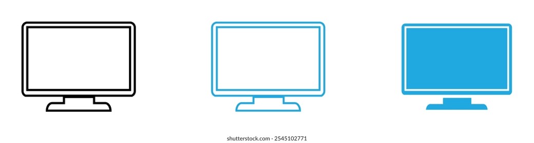 Monitor Icon Set Vector illustration in black