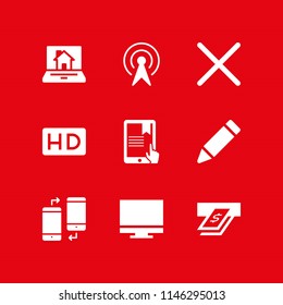 monitor icon set with x, computer and hd vector icons for web and graphic design