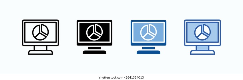 Monitor icon sheet multiple style collection isolated vector
