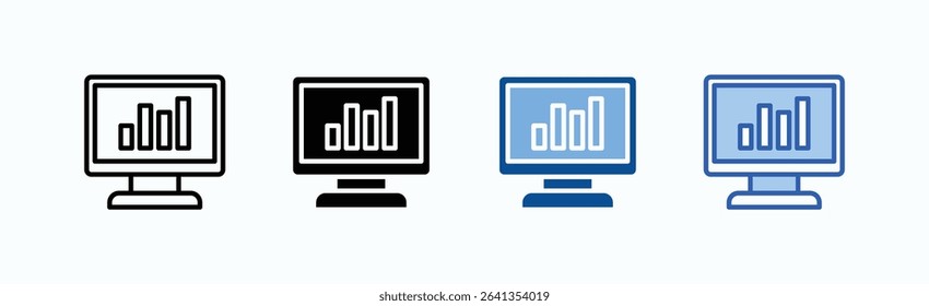 Monitor icon sheet multiple style collection isolated vector