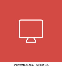 monitor icon. sign design. red background