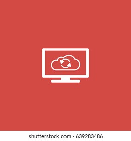 monitor icon. sign design. red background