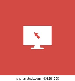 monitor icon. sign design. red background