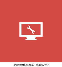 monitor icon. sign design. red background