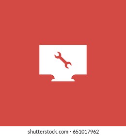 monitor icon. sign design. red background