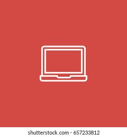 monitor icon. sign design. red background