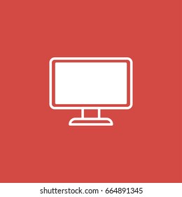 monitor icon. sign design. red background