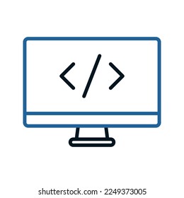 Monitor-Symbol. Unterschrift für mobiles Konzept und Webdesign. Vektorgrafik