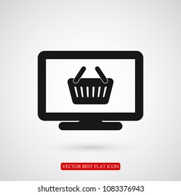 Monitor icon, stock vector illustration flat design style