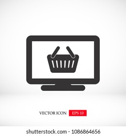 Monitor icon, stock vector illustration flat design style