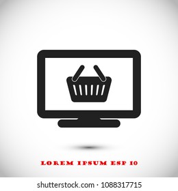 Monitor icon, stock vector illustration flat design style