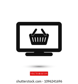 Monitor icon, stock vector illustration flat design style