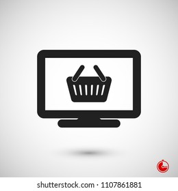 Monitor icon, stock vector illustration flat design style