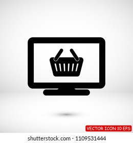 Monitor icon, stock vector illustration flat design style