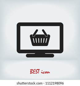 Monitor icon, stock vector illustration flat design style