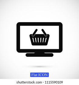 Monitor icon, stock vector illustration flat design style