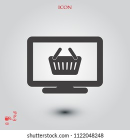 Monitor icon, stock vector illustration flat design style