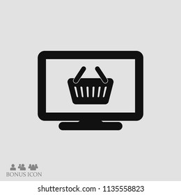 Monitor icon, stock vector illustration flat design style