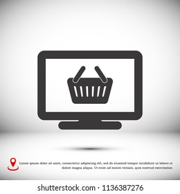 Monitor icon, stock vector illustration flat design style