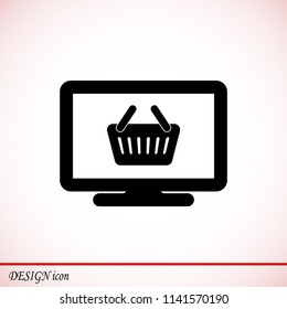 Monitor icon, stock vector illustration flat design style