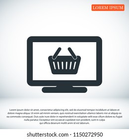 Monitor icon, stock vector illustration flat design style