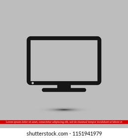 Monitor icon, stock vector illustration flat design style
