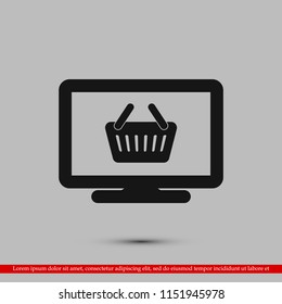 Monitor icon, stock vector illustration flat design style