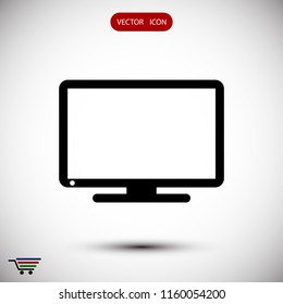 Monitor icon, stock vector illustration flat design style