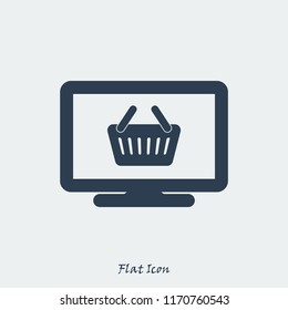 Monitor icon, stock vector illustration flat design style