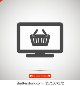 Monitor icon, stock vector illustration flat design style