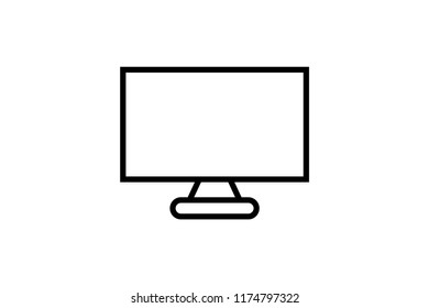Monitor icon stock vector illustration. Editable Stroke. 128x128 Pixel Perfect.