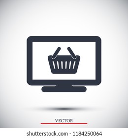 Monitor icon, stock vector illustration flat design style