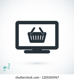 Monitor icon, stock vector illustration flat design style
