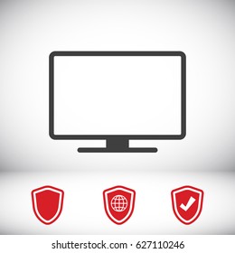 Monitor icon, stock vector illustration flat design style