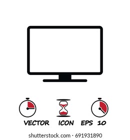 Monitor icon, stock vector illustration flat design style