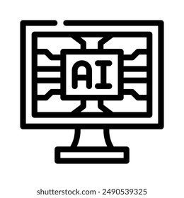 icono de monitor con contorno de estilo
